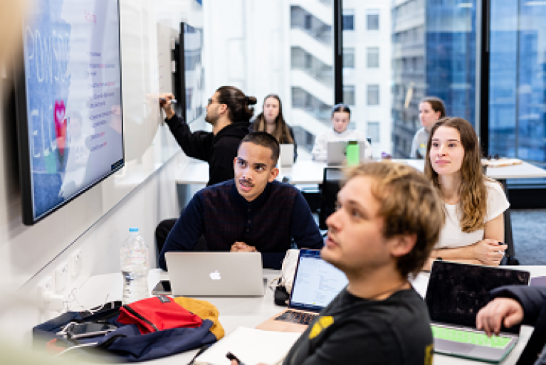 Students in class at VU City Tower