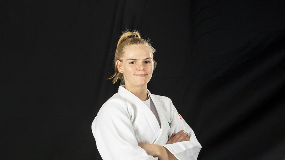Maeve Coughlan in her judo uniform