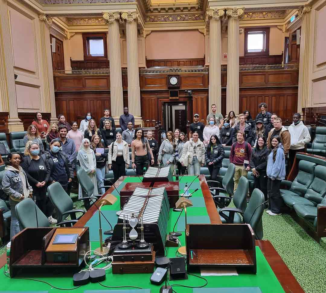 Victoria Law students in the Parliament Program inside Parliament
