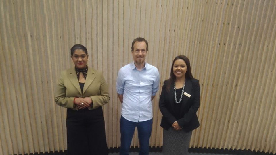 Member for Holt MP Cassandra Fernando (left), VU social inclusion researcher, Dr Mario Peucker, and Mayor of Greater Dandenong, Councillor Eden Foster.