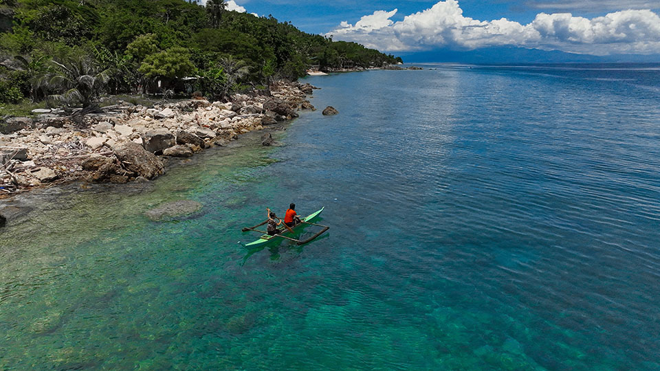 Canoe in water in the Philippines.