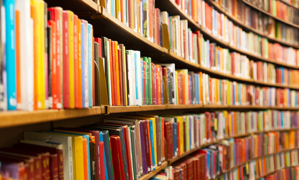 Library shelves full of books