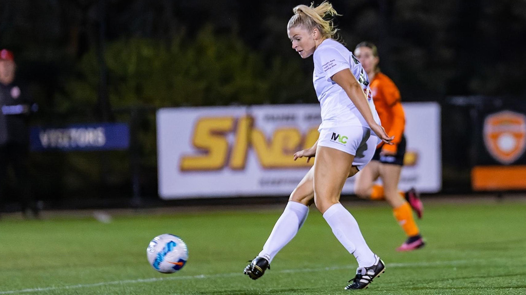 Woman playing soccer