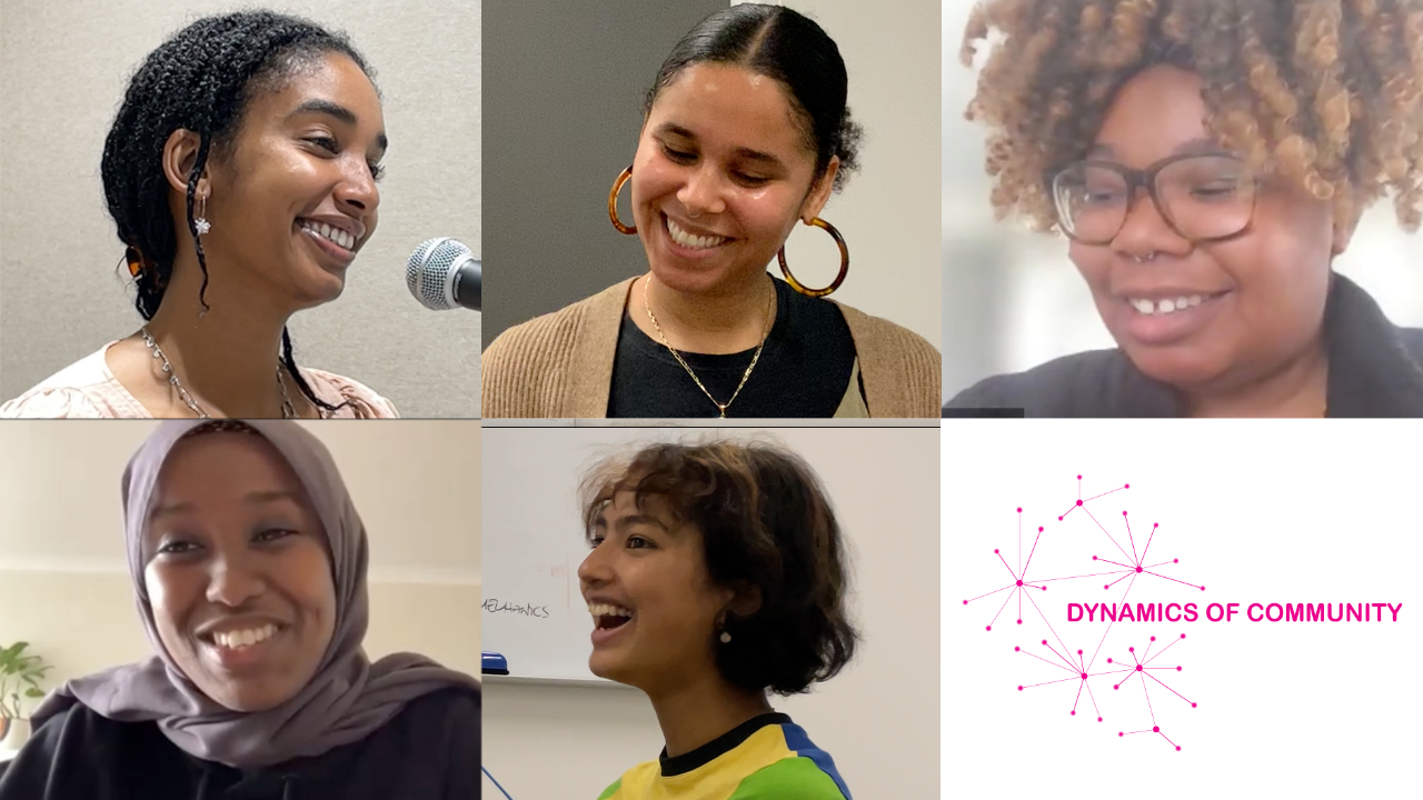 Pictures of women featured in a podcast.