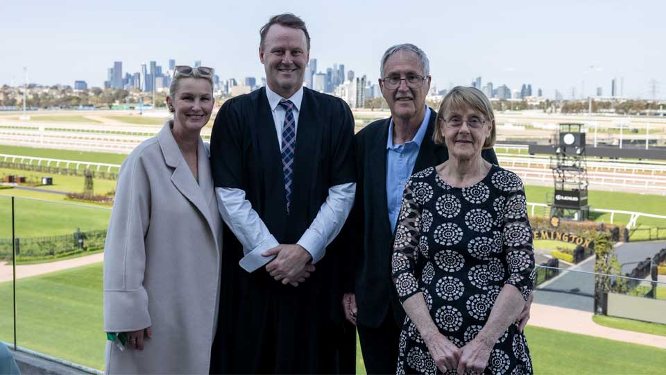 Mel Grant, Chris Grant, David Grant, Carolyn Grant standing outside at September 2024 graduations