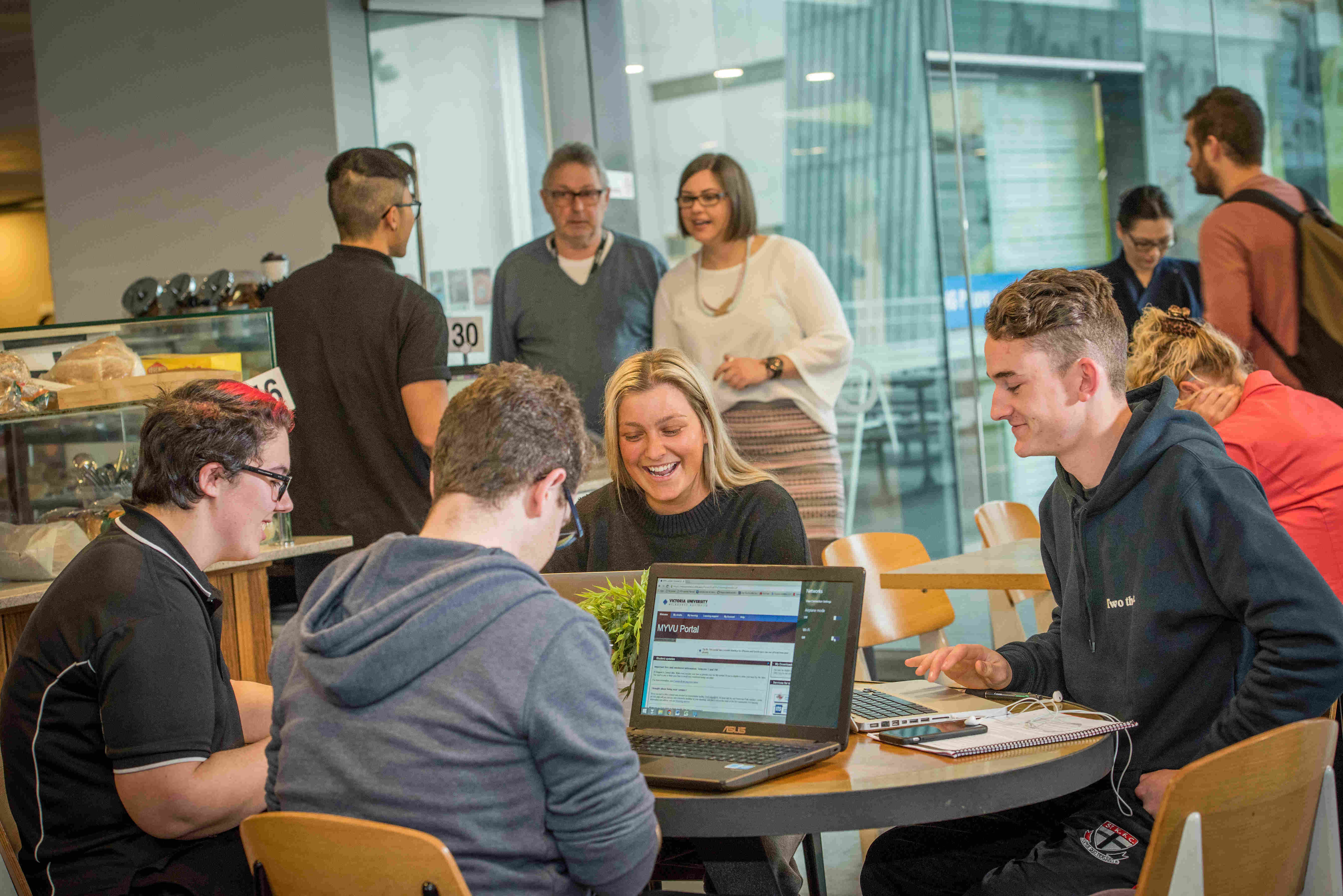 Students at Reading Room Cafe Footscray Park campus