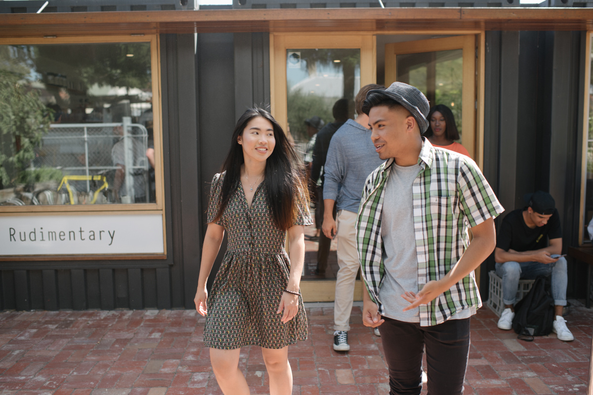 Students walking out of Rudimentary cafe in Footscray