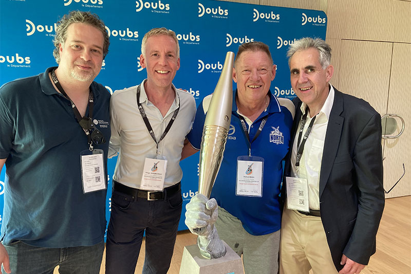 Daniel Quanz and Ansgar Molnar from the German Sport University, Richard Baka from VU and Stephan Wassong from the German Sport University at the 4th Colloquium of OSRCs in France