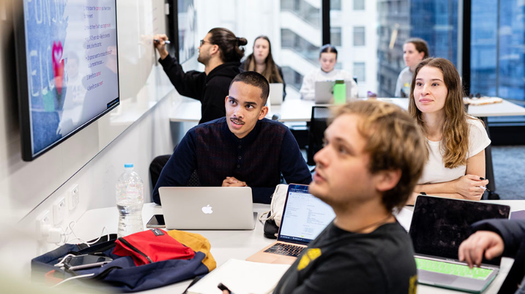 business students learning at VU City Tower