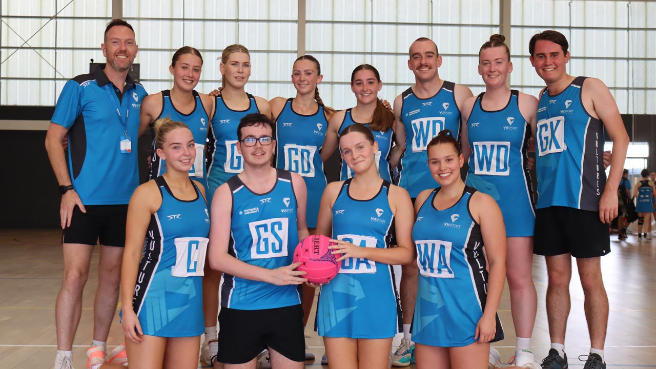 Group photo of VU student basketball team