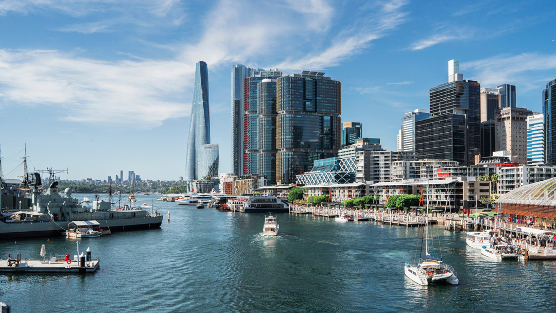 Sydney harbour with city in the background