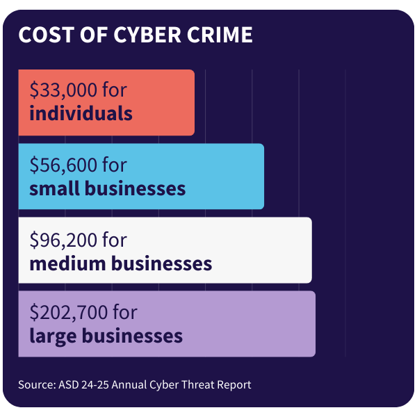 Graph showing cost of cyber crime for individuals and businesses