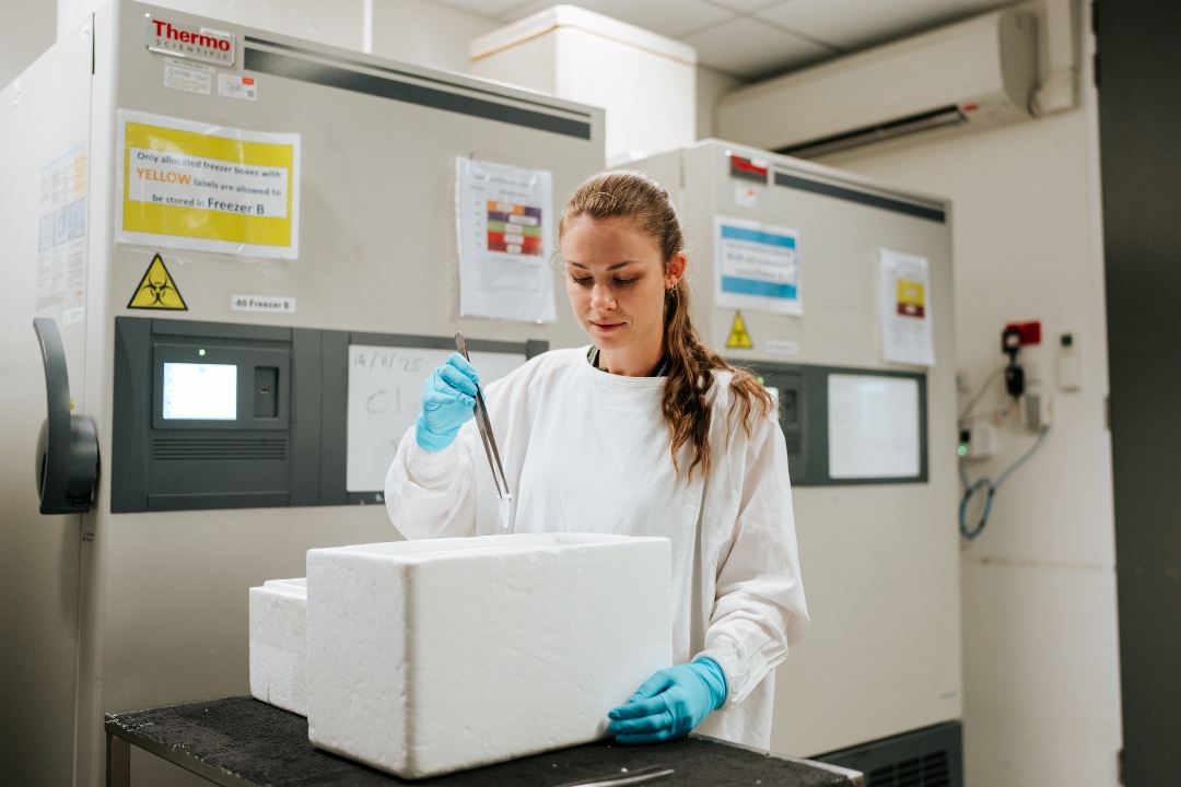 Researcher conducting tests in the lab