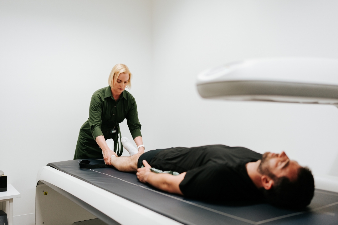 Research participant getting a DEXA scan