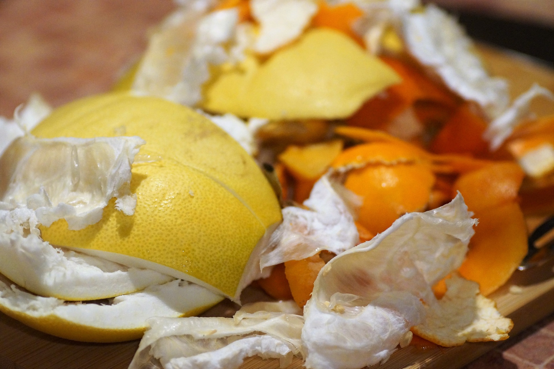 Food waste, mainly citrus peelings