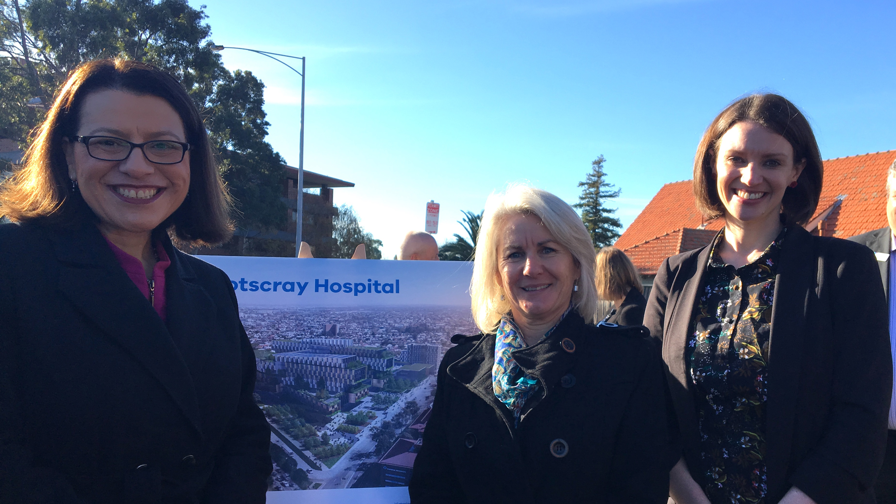 Health Minister Jenny Mikakos, Acting VC Marcia Devlin, Footscray MP Katie Hall