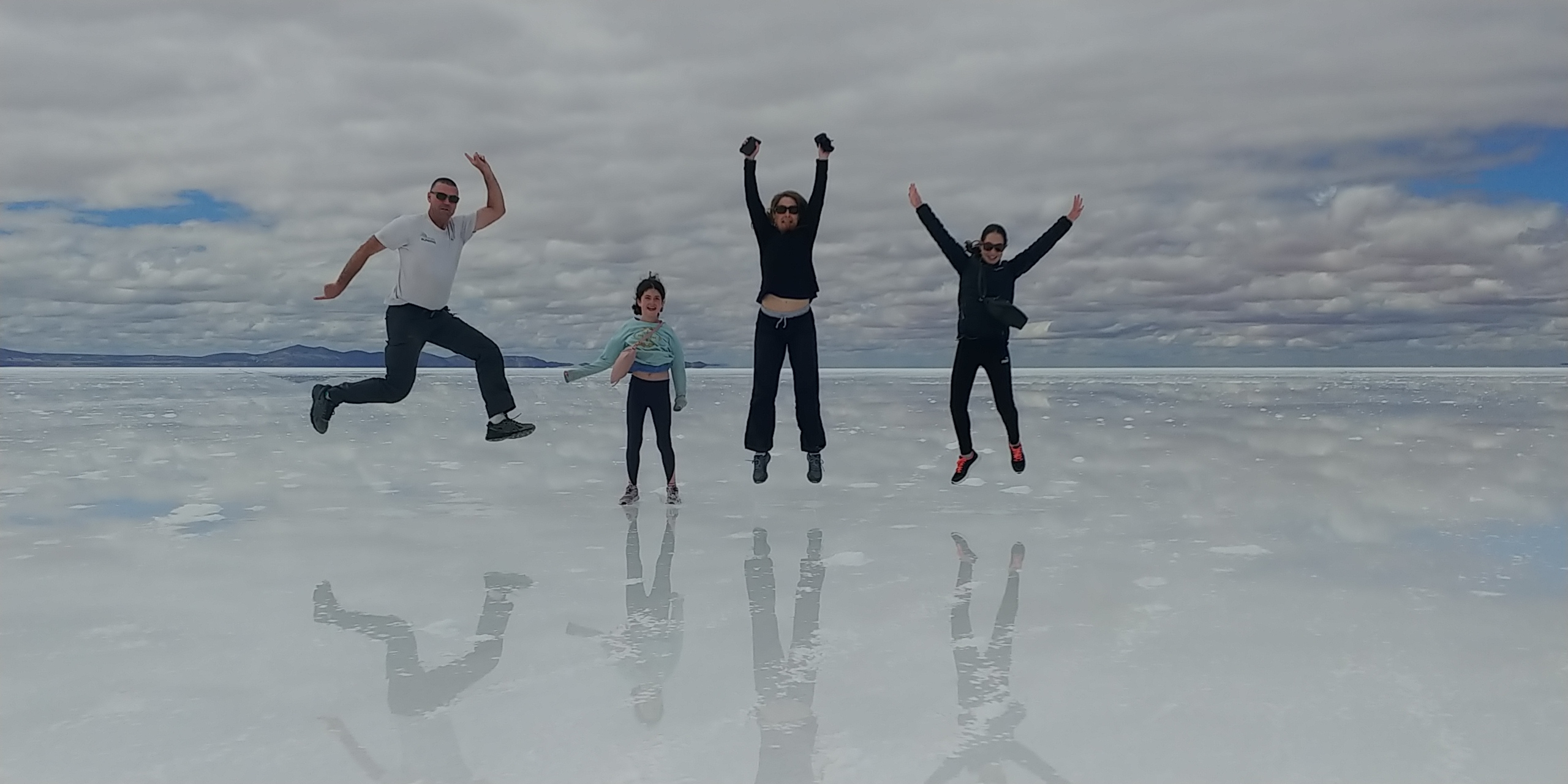 The Miller family at Salar de Uyuni salt flats, Bolivia.