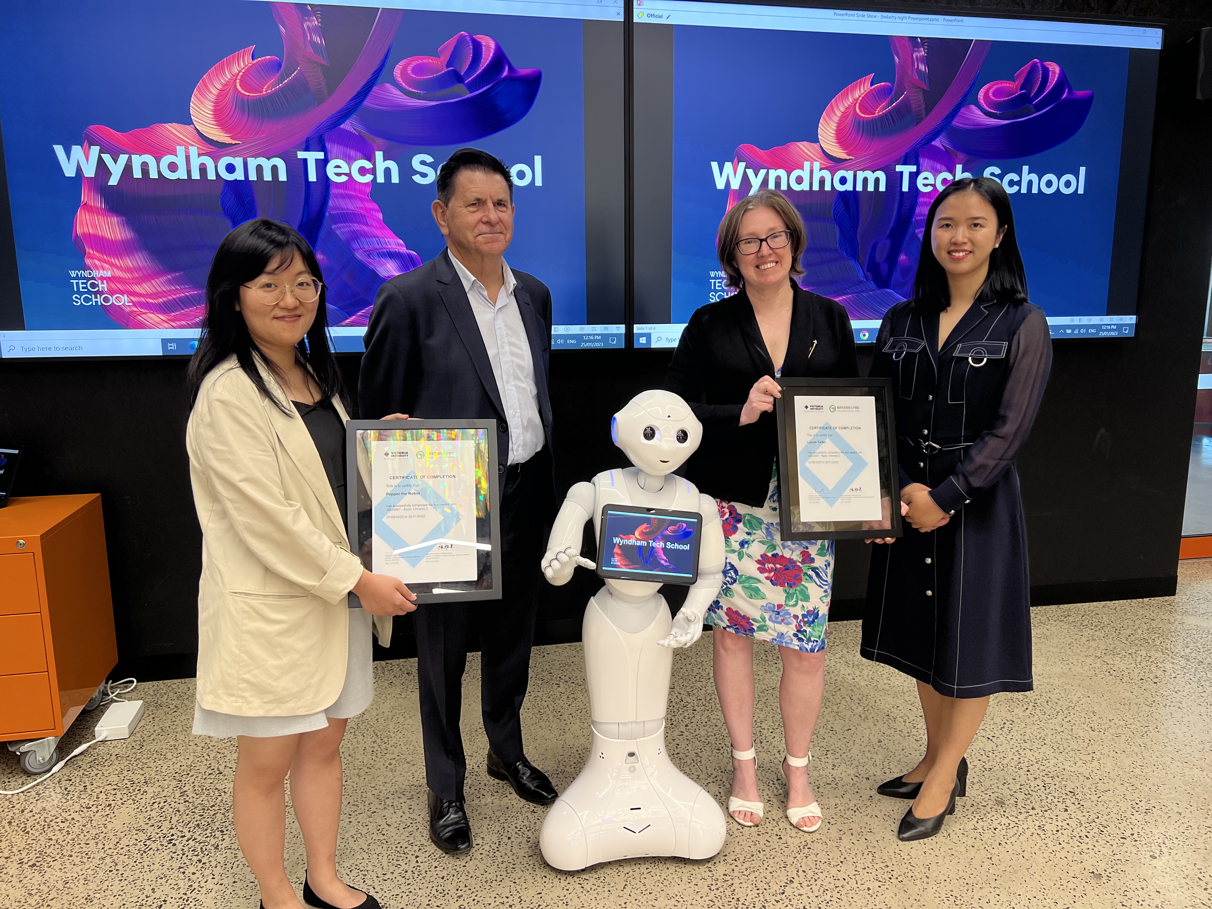 Victoria University's first Mandarin speaking robot Pepper at Wyndham Tech School