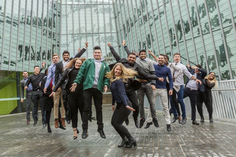 Students jumping for joy