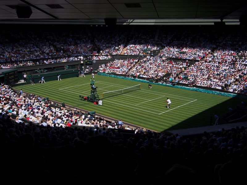 Tennis tournament with crowd