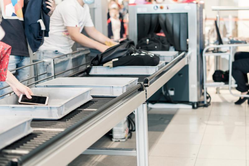 Items being scanned at airport security