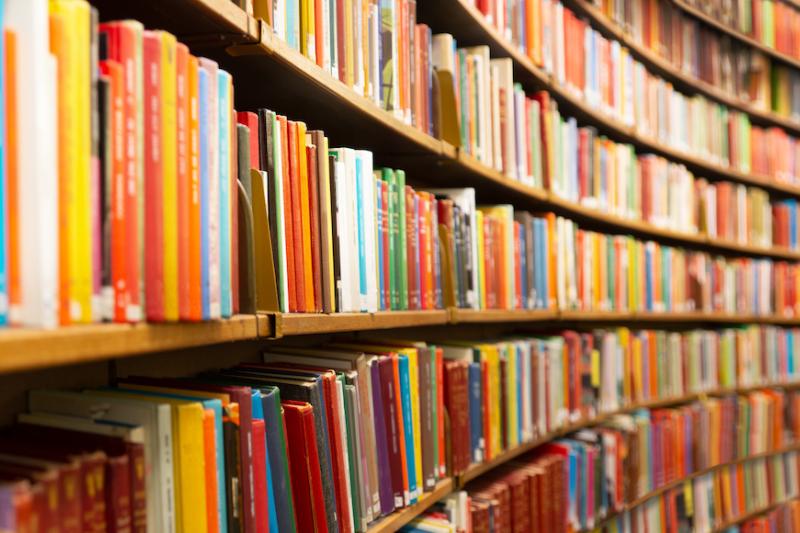 Library shelves full of books