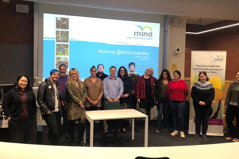 VU's Certificate IV in Mental Health CHC43315 students with MIND Australia’s HR team.