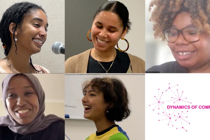 Pictures of women featured in a podcast.