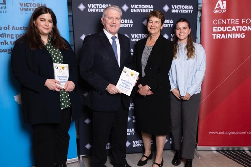 The Hon. Brendan O’Connor MP, with Peter Noonan’s wife, Marion van Rooden, and two of their daughters, Claire andJess Noonan.