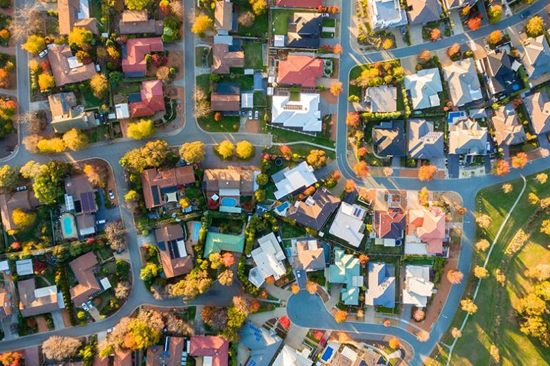 Birds eye view of housing in Australia