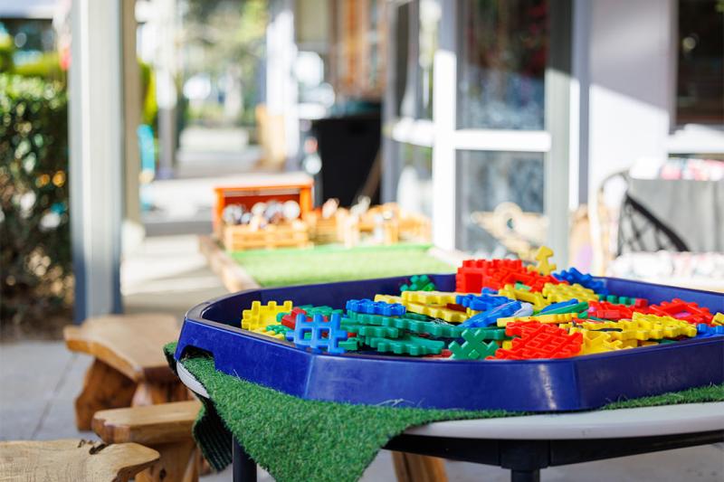 Lego on a table at an empty childcare centre