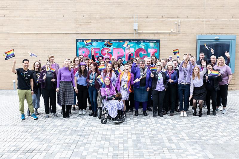 VU staff gather for Wear It Purple day