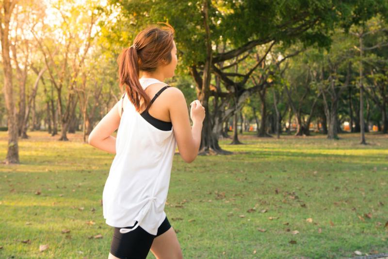 Person running in a park