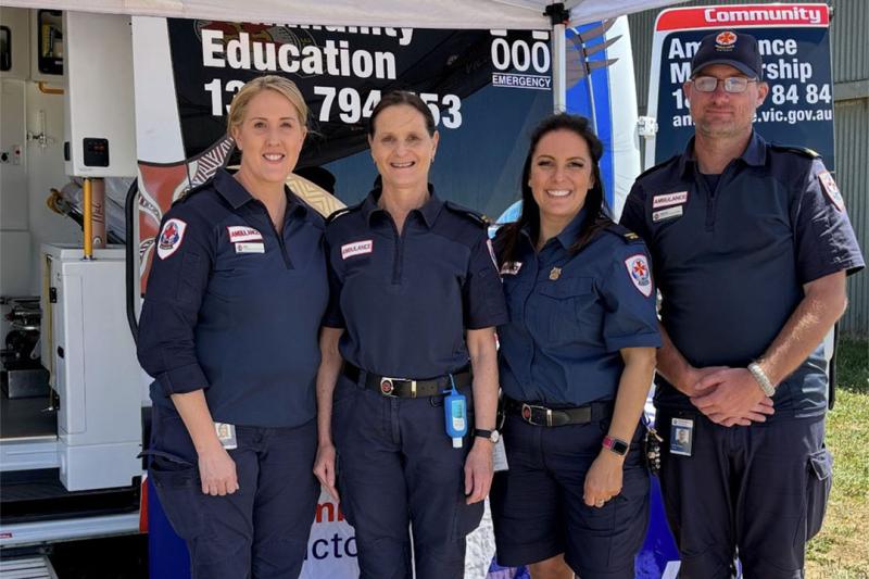Four paramedics including VU Paramedicine student, Renee Carter (second from right)