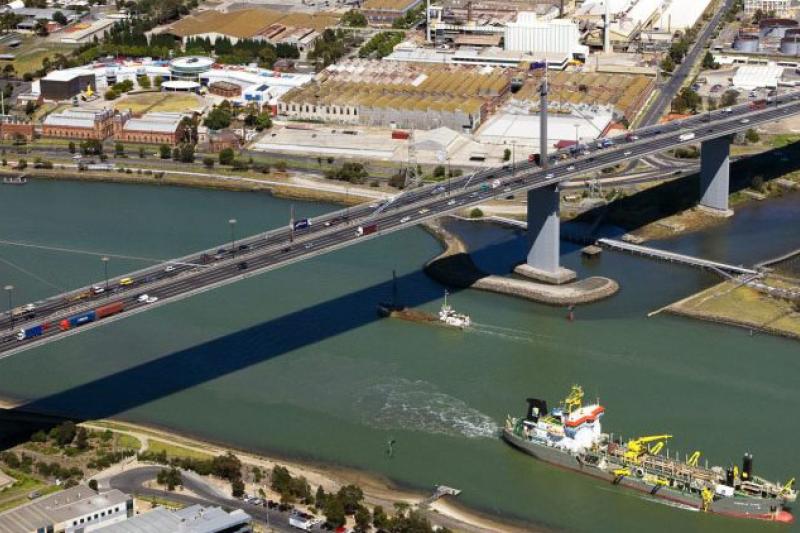  An aerial view of West Gate Bridge in Melbourne's west.