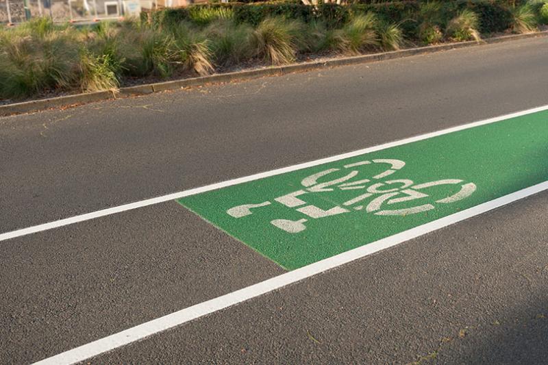 Green cycling lane in Australia