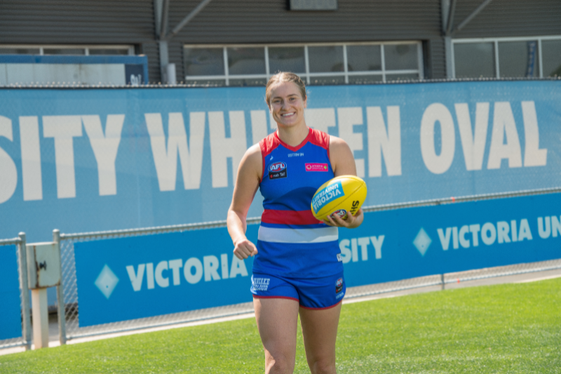  Ellyse Gamble on the footy oval