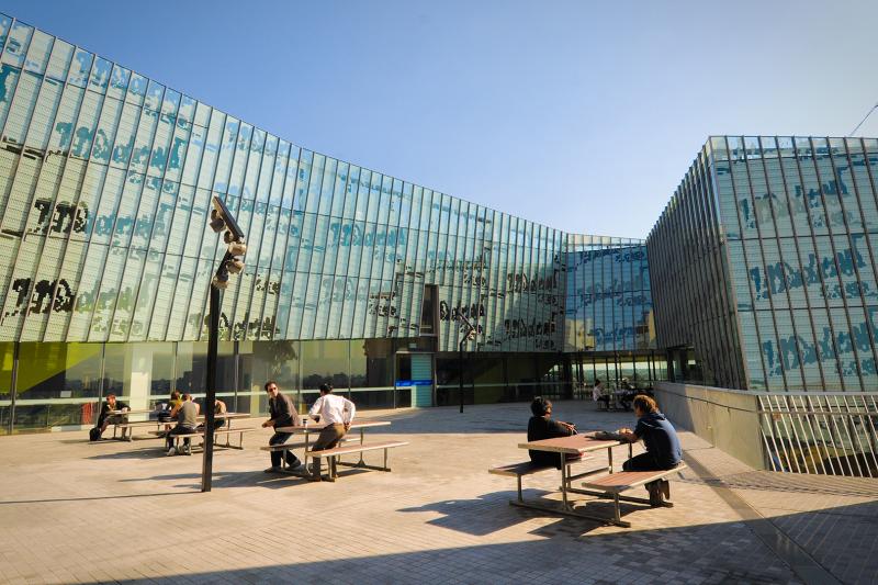Courtyard at Footscray Park campus on a sunny day.