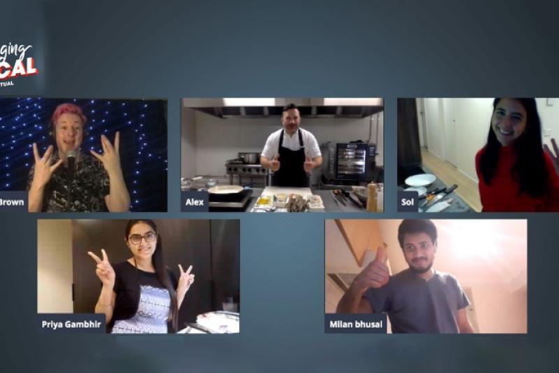 Hanging local students online meeting