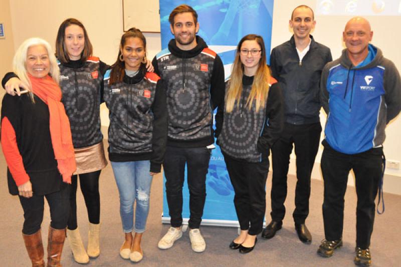  2017 Victoria University Indigenous Team receiving team uniform
