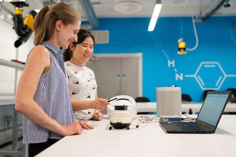 Two women engineers in a lab