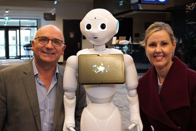  Wyndham GP Dr Joe Garra, Pepper the robot, and Wyndham Tech School Director Gail Bray