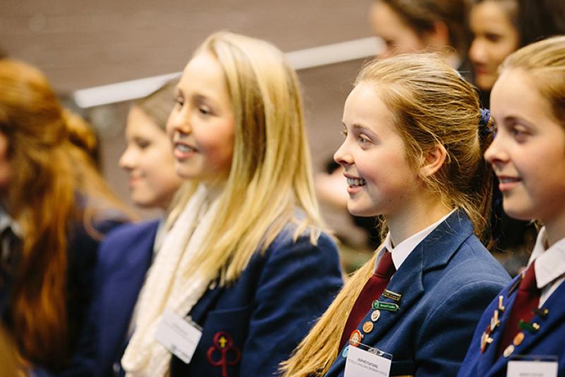 High school students at a lecture.