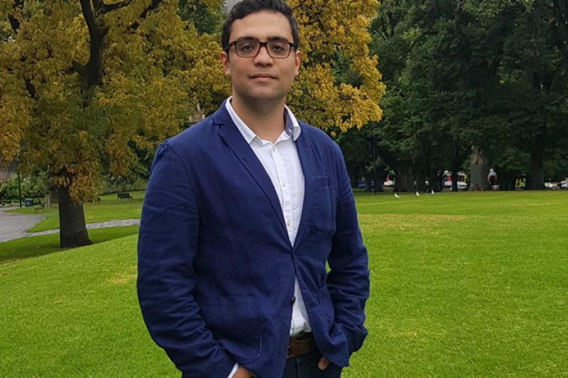 Dr Soheil Bajelan standing in a park