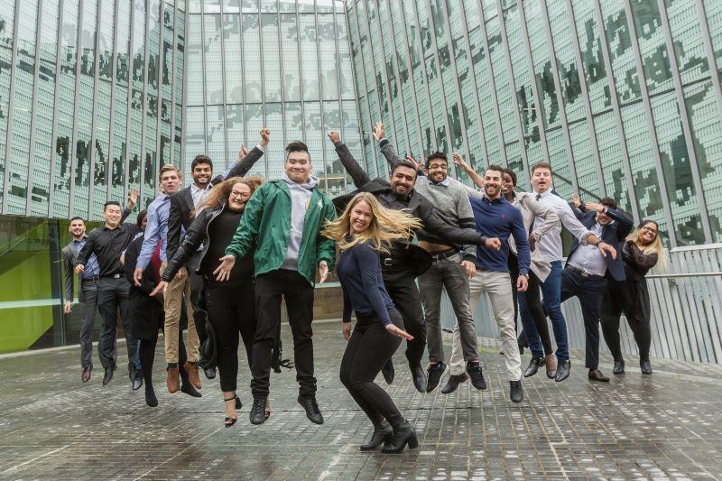  Students jumping for joy