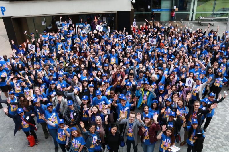Students and staff at the start of V4U Day 