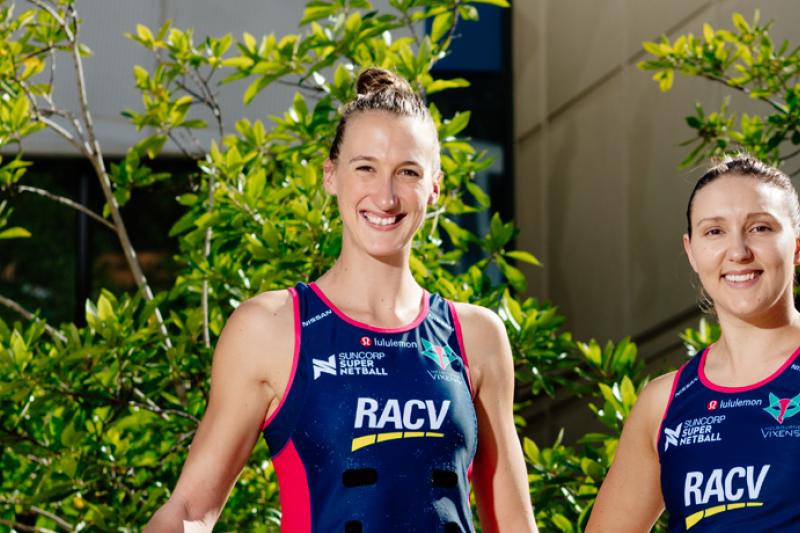 Melbourne Vixens players Khao Watts and Emily Mannix