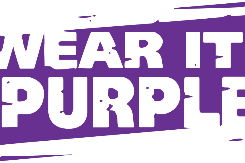  White text -Wear it purple -on purple background