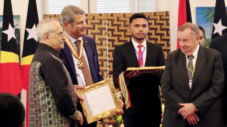 Chancellor Steve Bracks receives rare award from Timor-Leste Government