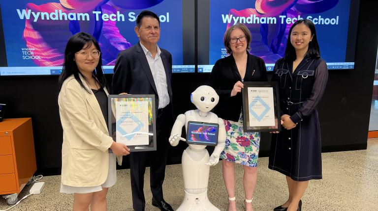 Victoria University's first Mandarin speaking robot Pepper at Wyndham Tech School